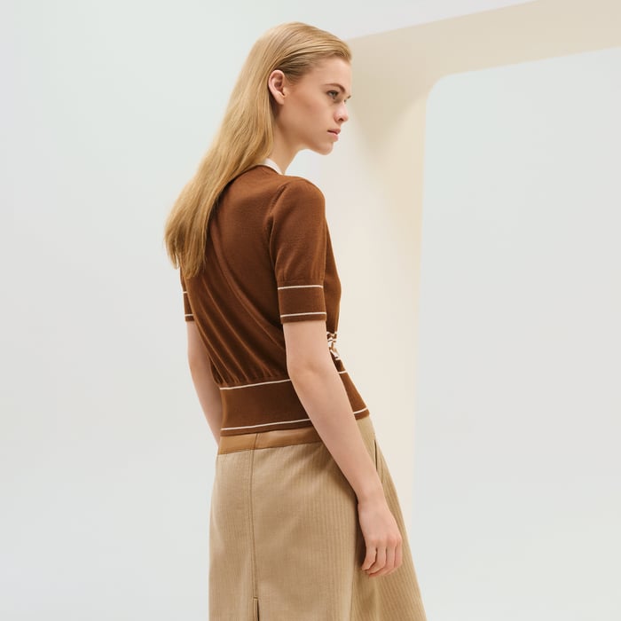 Marron Alezan "Chaine d'Ancre" Short-sleeve Cardigan