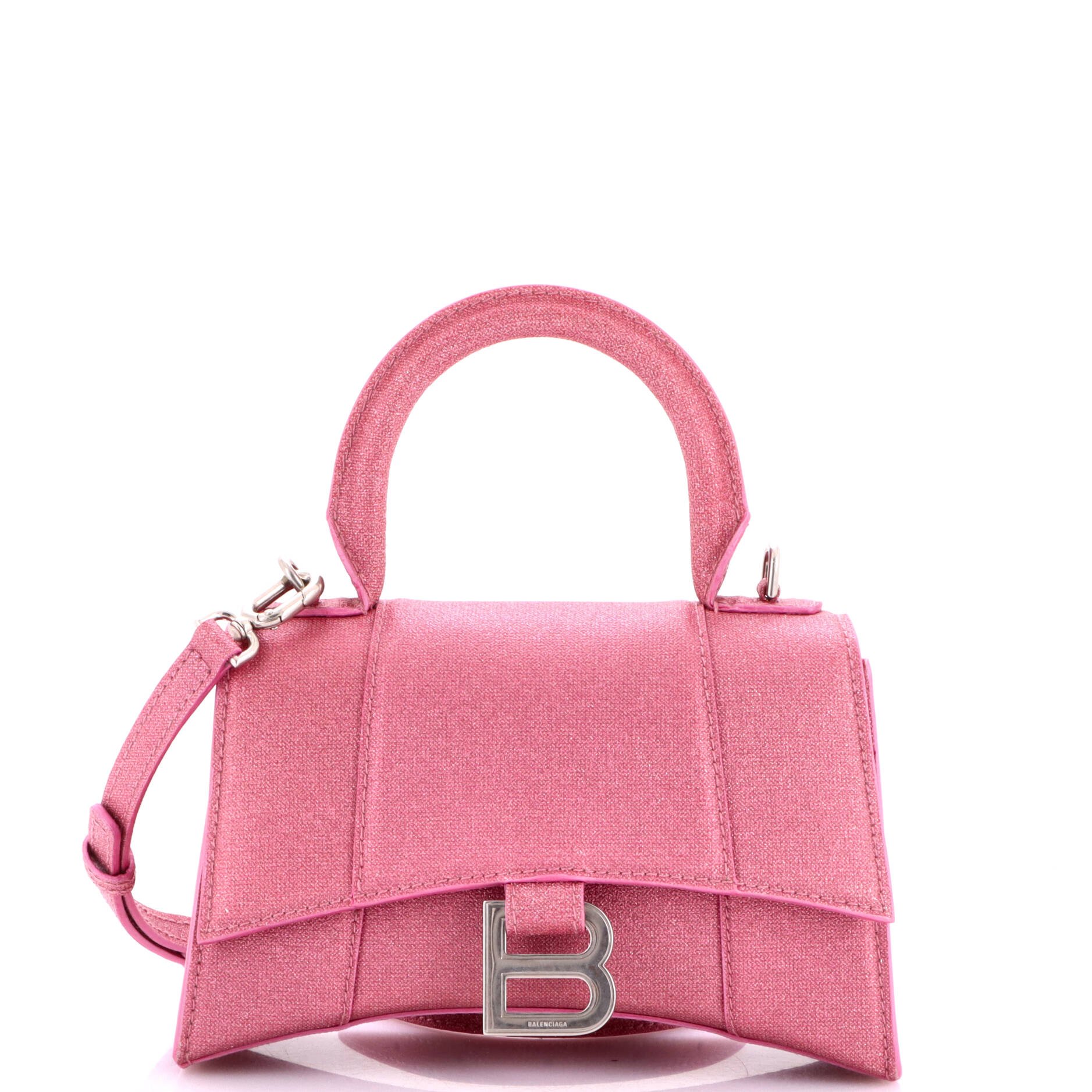 Hourglass Top Handle Bag Glitter Leather XS