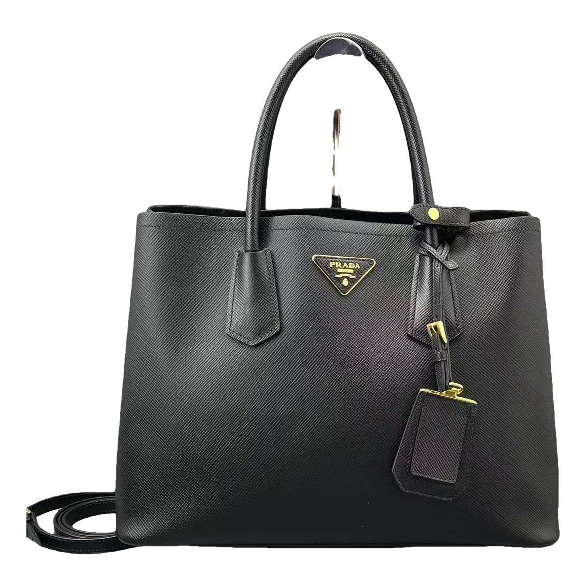 Double leather handbag
