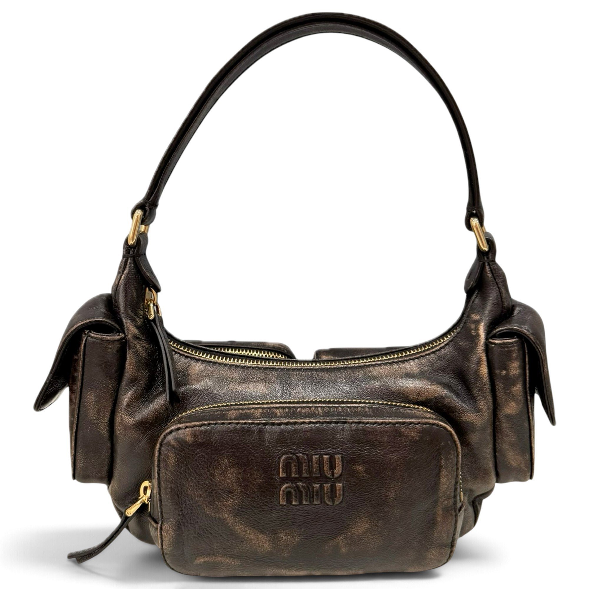 Pocket leather handbag