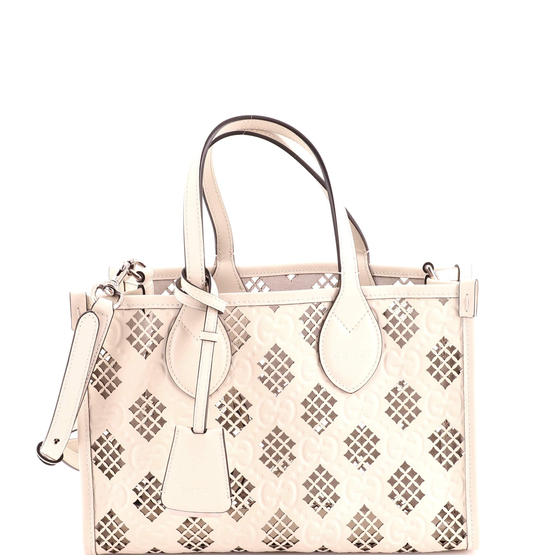 Convertible Tote GG Debossed Laser Cut Leather Small