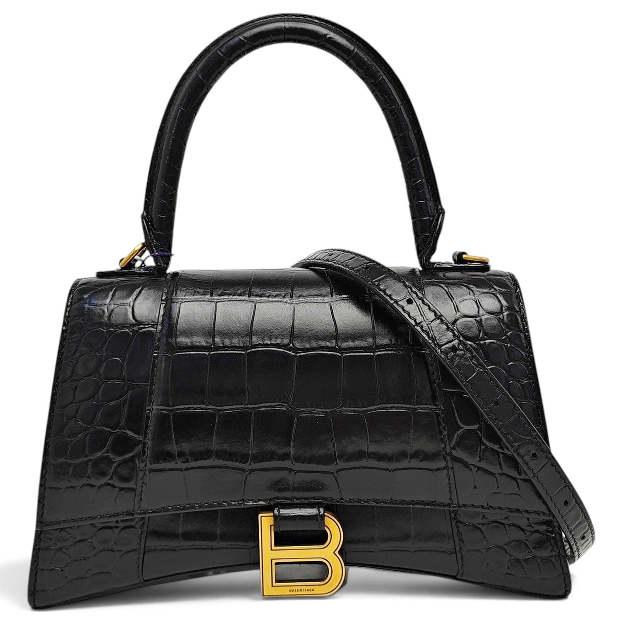 Hourglass leather handbag