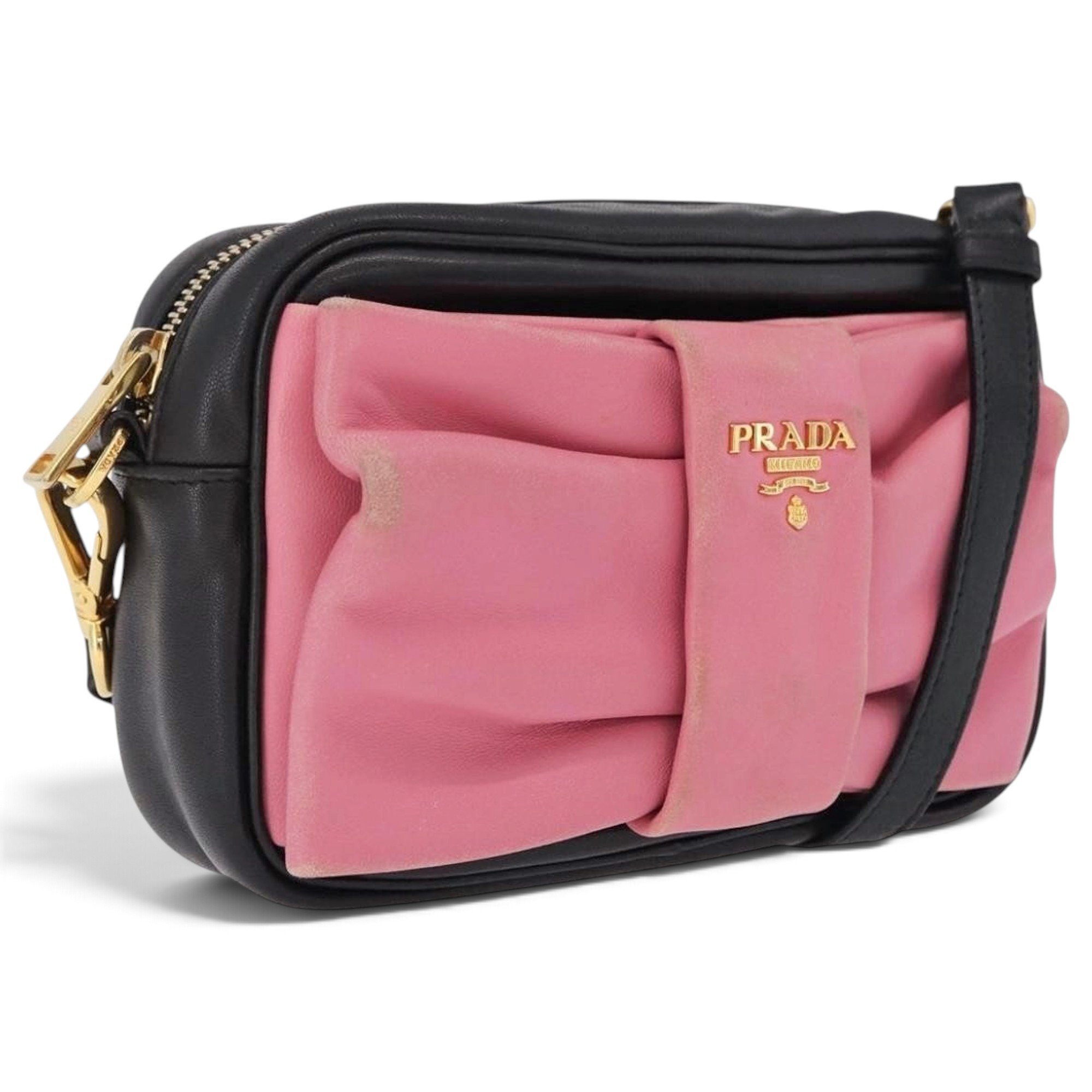 Ribbon leather handbag