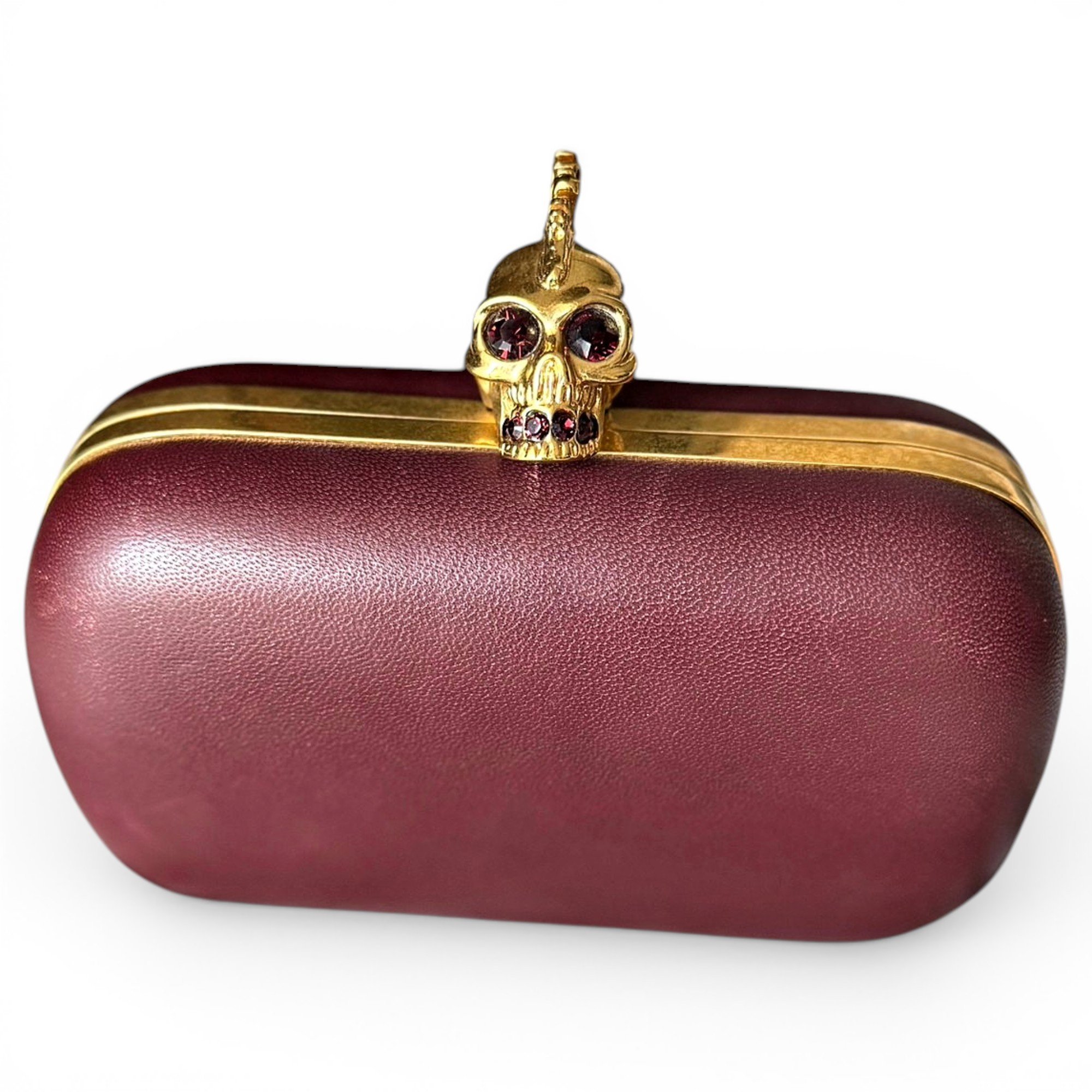 Skull leather clutch bag