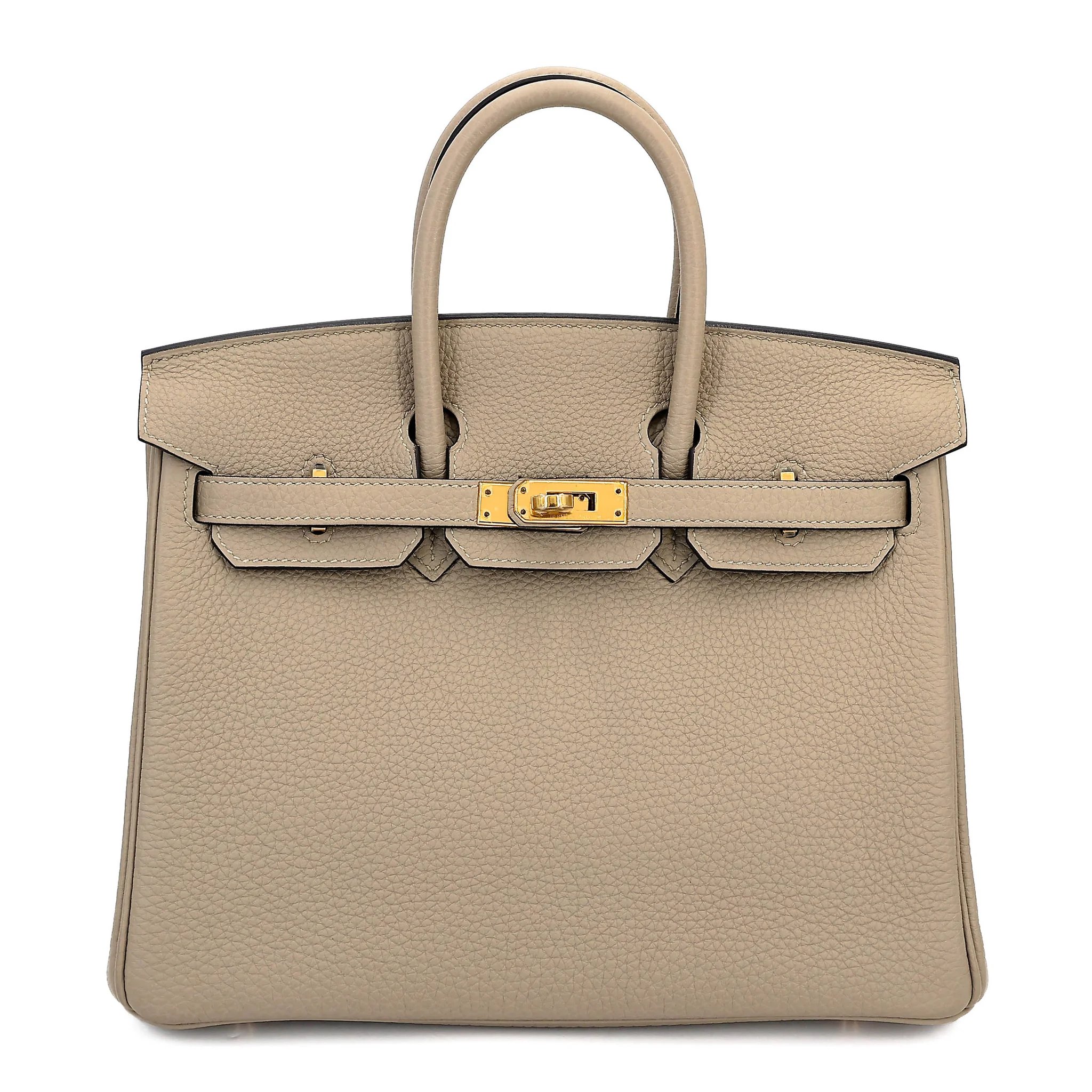 Very Good ( Rank A) HERMÈS Birkin 25 Gris Tourterelle (81) Togo Rose Gold hardware C (2018)