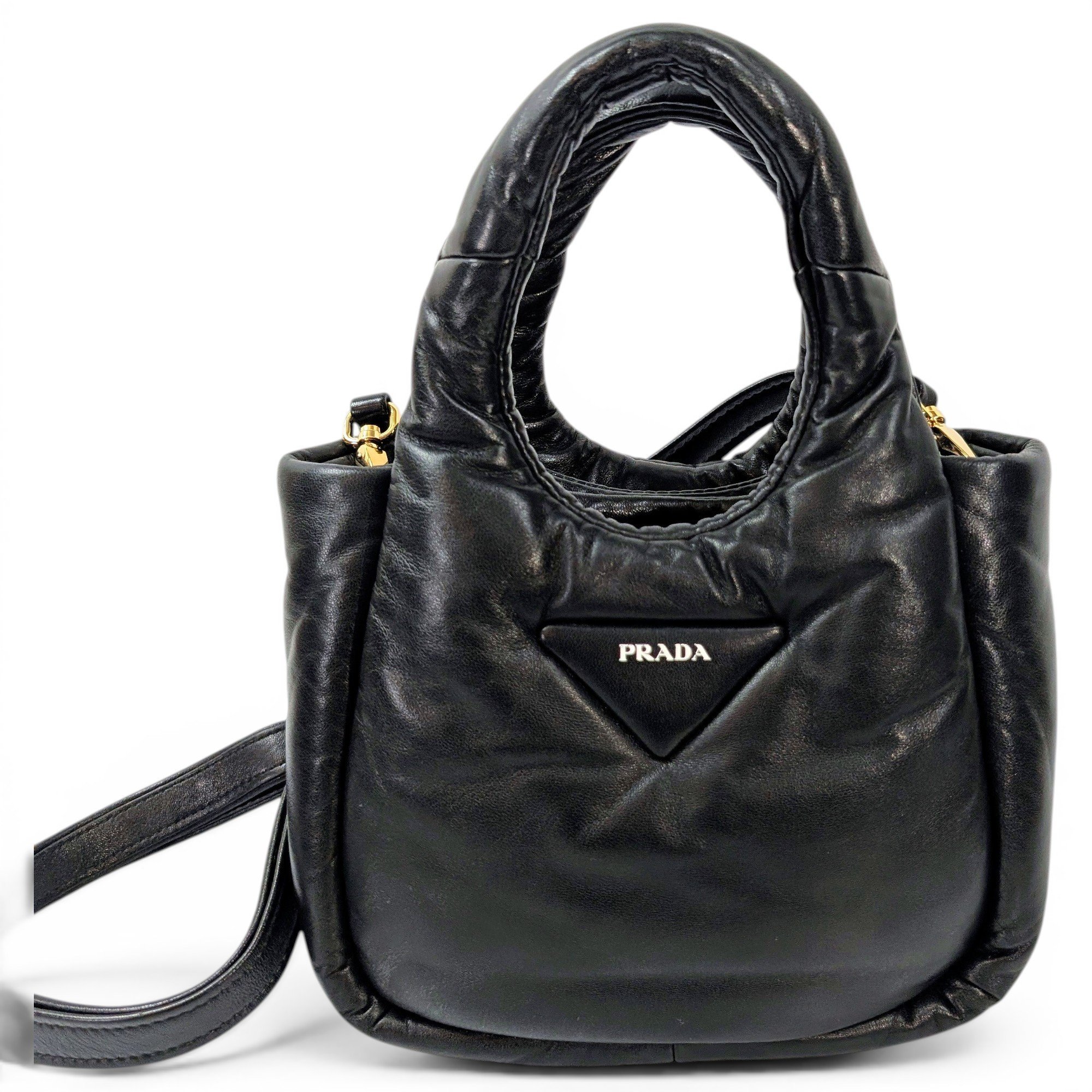 Pyramid leather handbag