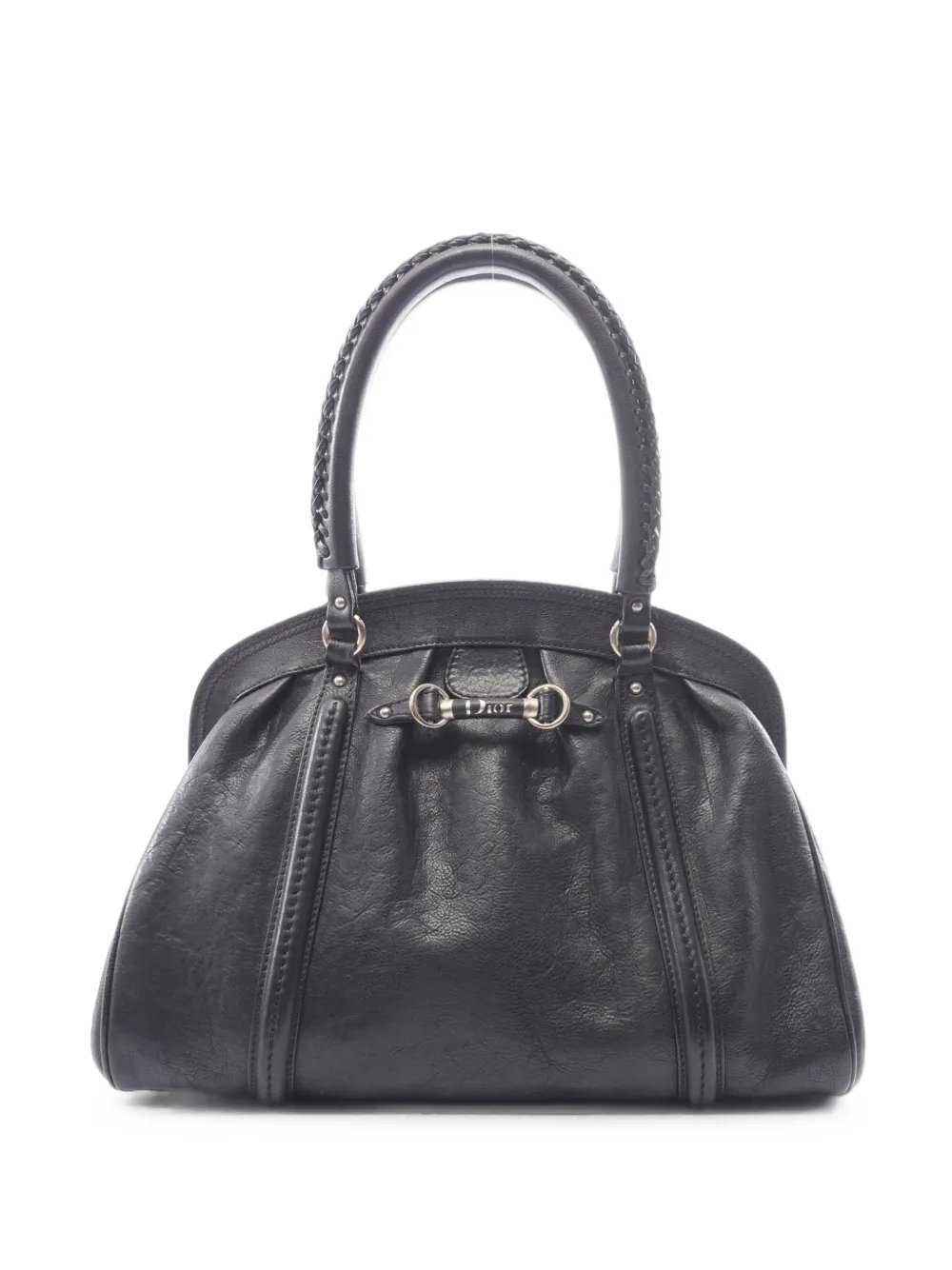 2000s logo-detail braided-handle handbag