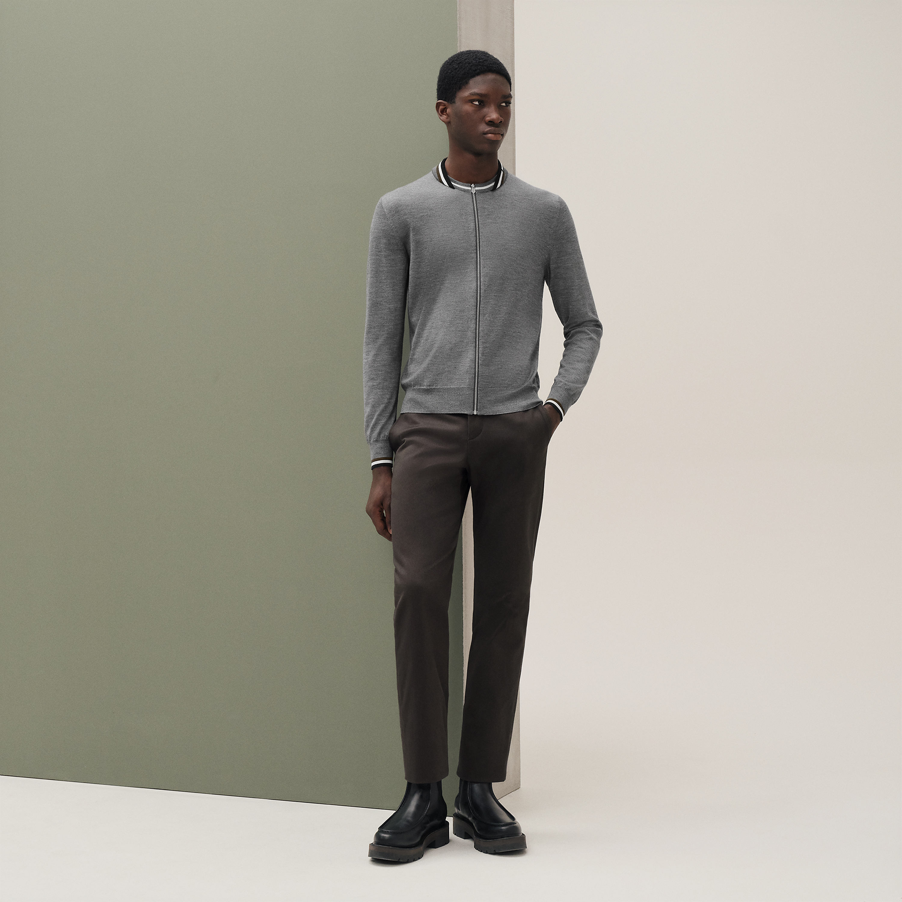 "Rayures & twist" zipped jacket
