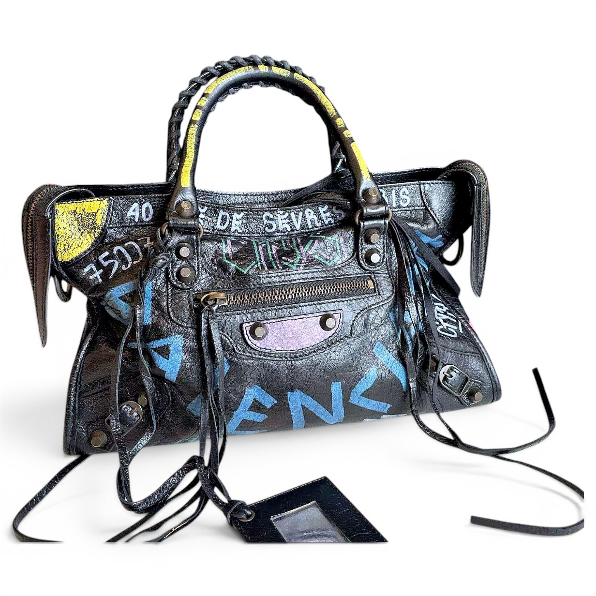 City leather handbag