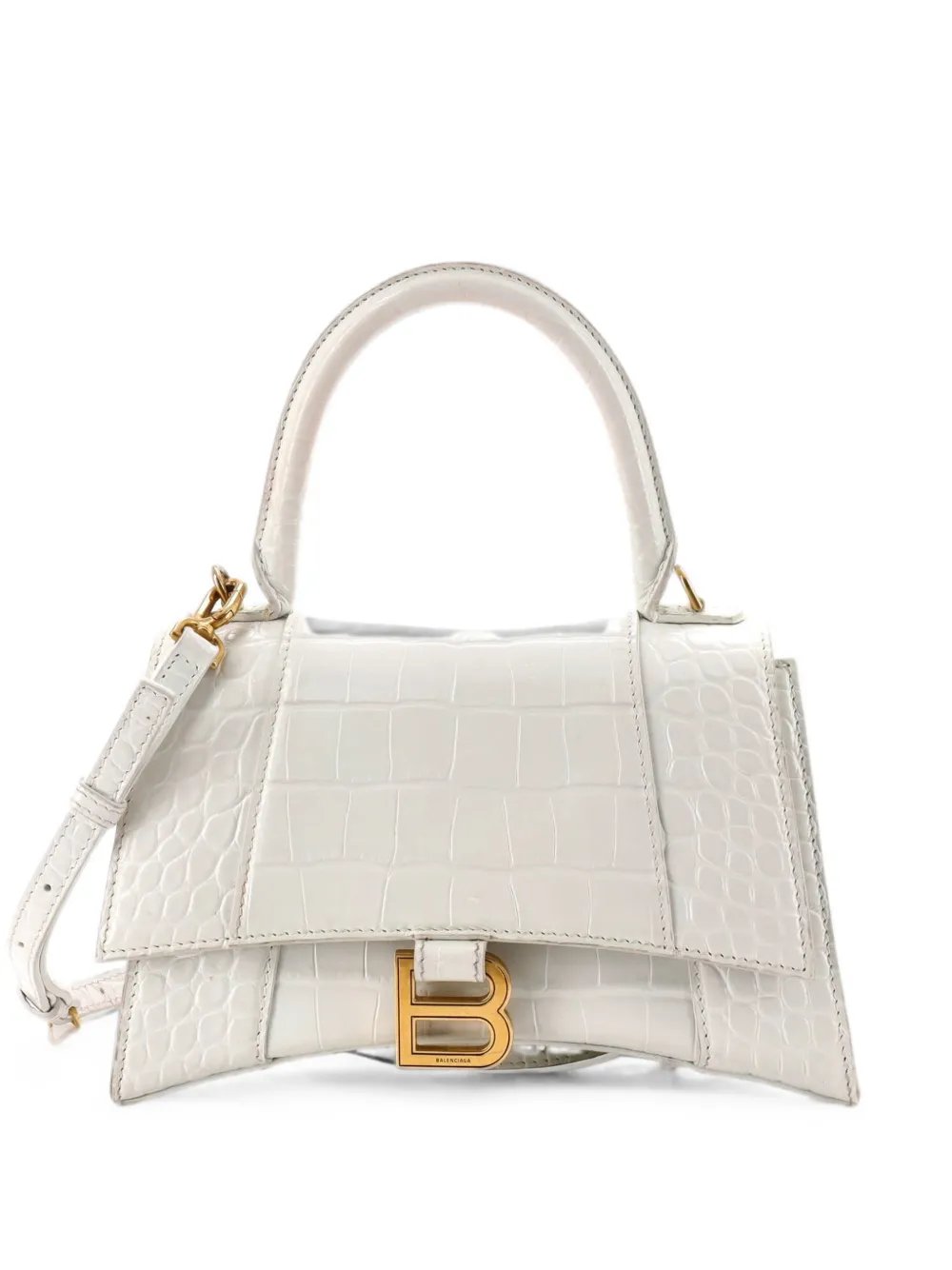 Balenciaga Hourglass Top Handle Bag Crocodile Embossed Leather Small crossbody bag
