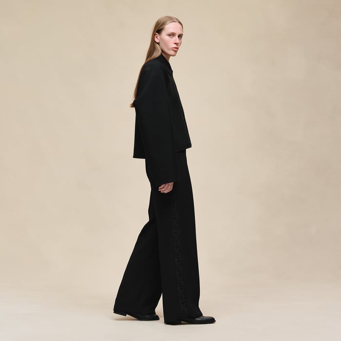 Noir Cashmere Embroidered Jacket