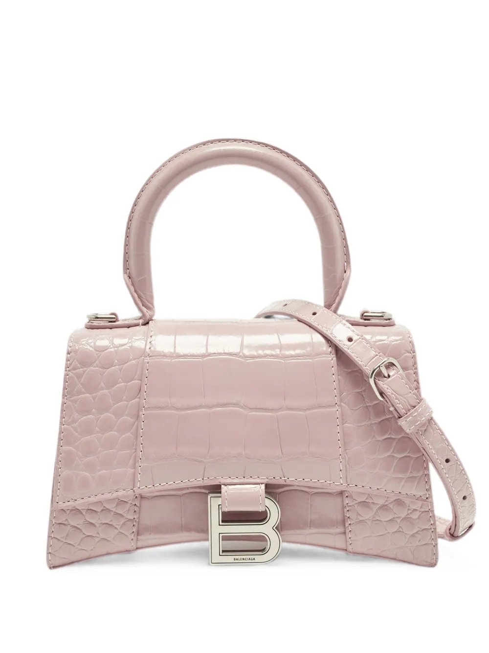 XS Hourglass crocodile-embossed handbag