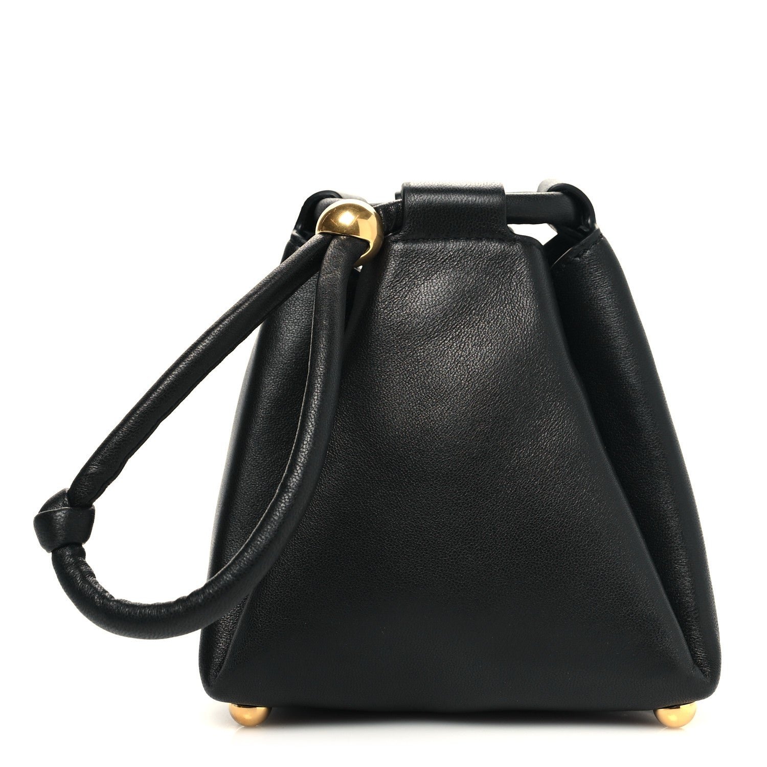 Bottega Veneta Calfskin Small Drawstring Pyramid Pouch Black