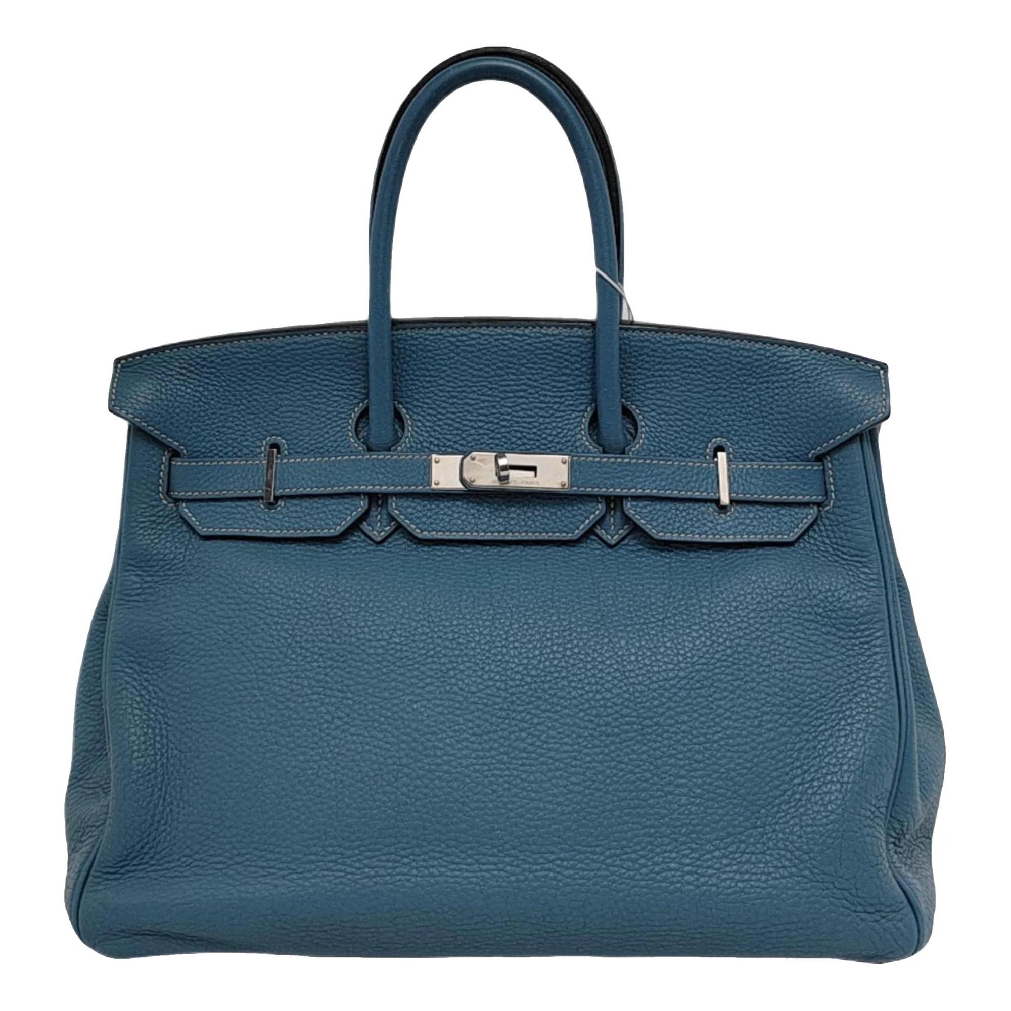 Hermes Birkin 35 Handbag Blue Jean Toile Jean 2010