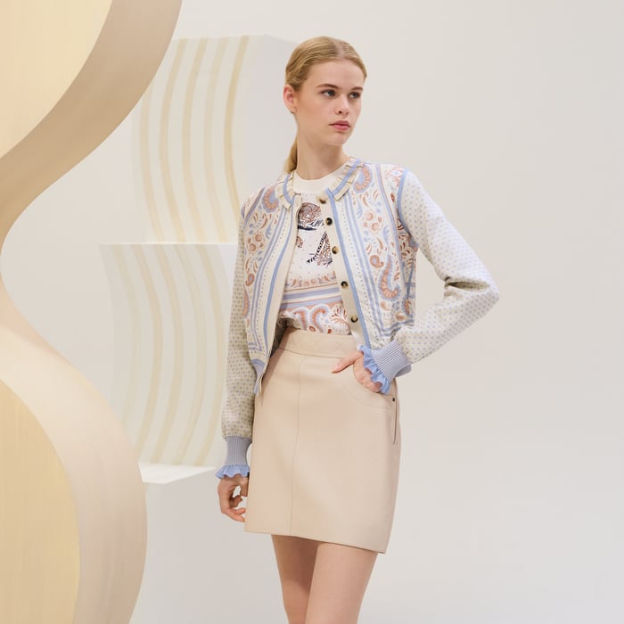 Blanc Sel "Guepards Et Palmettes" Quilted Twillaine Jacket