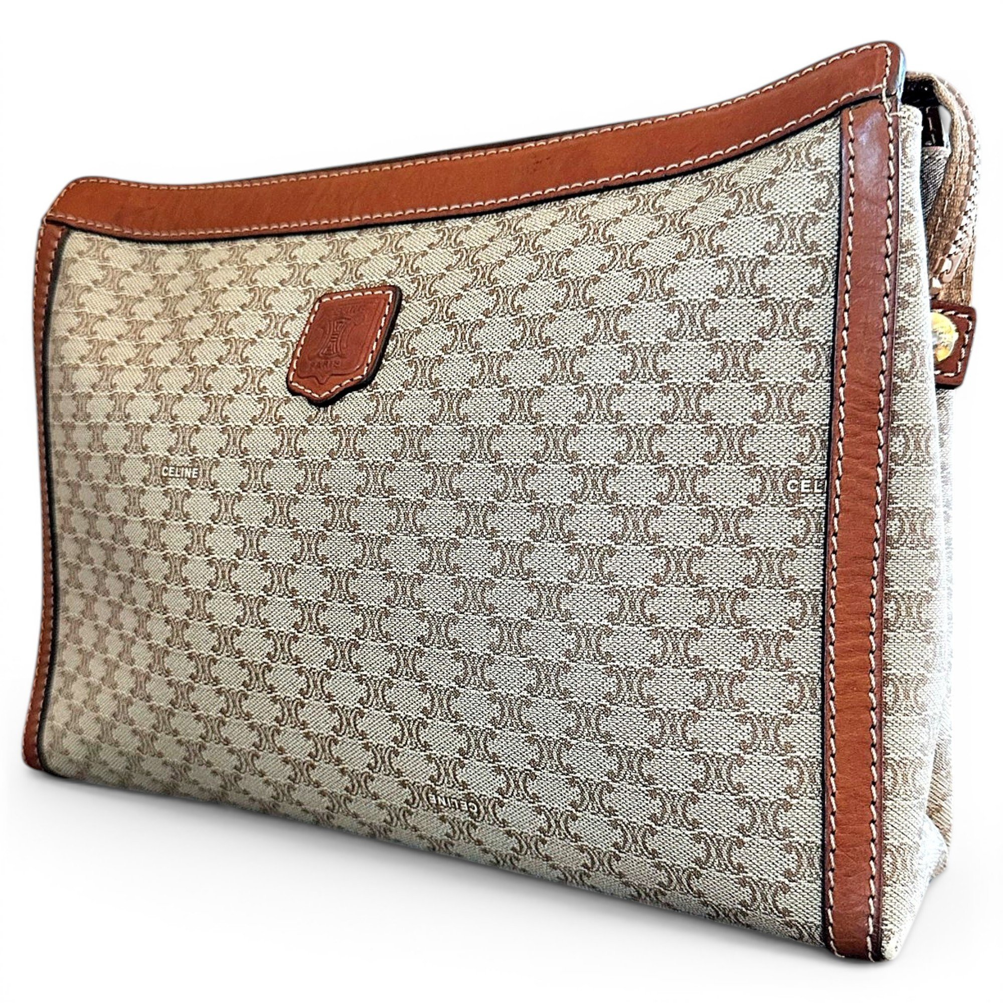 Triomphe Vintage leather clutch bag