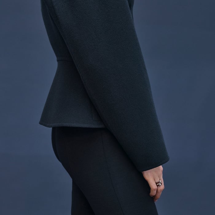 Bleu Noir Short Equestrian Cashmere Coat
