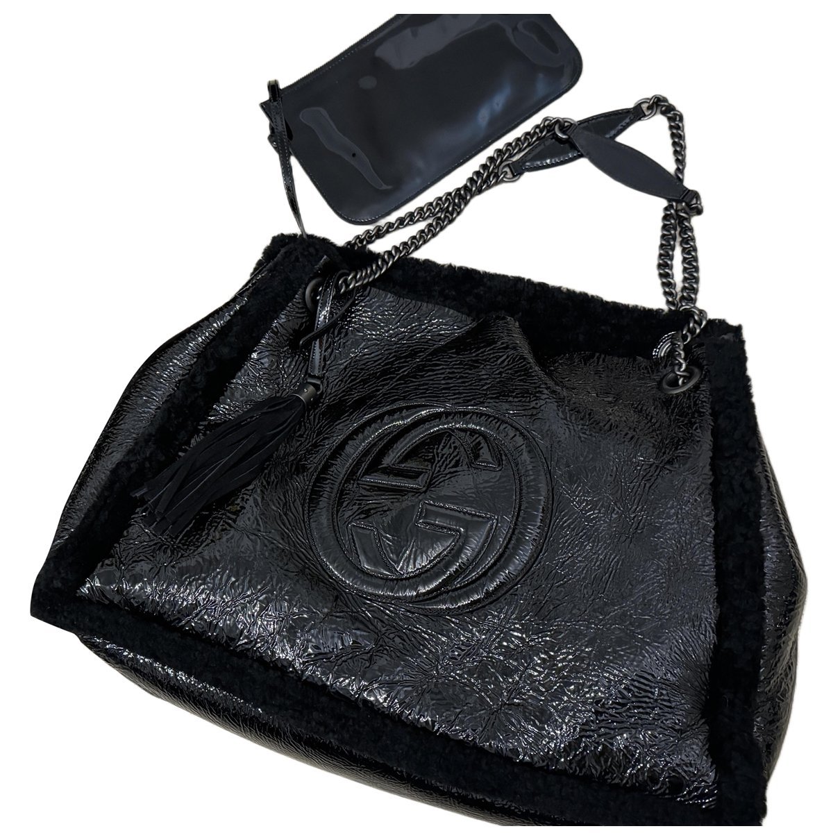 Patent leather handbag