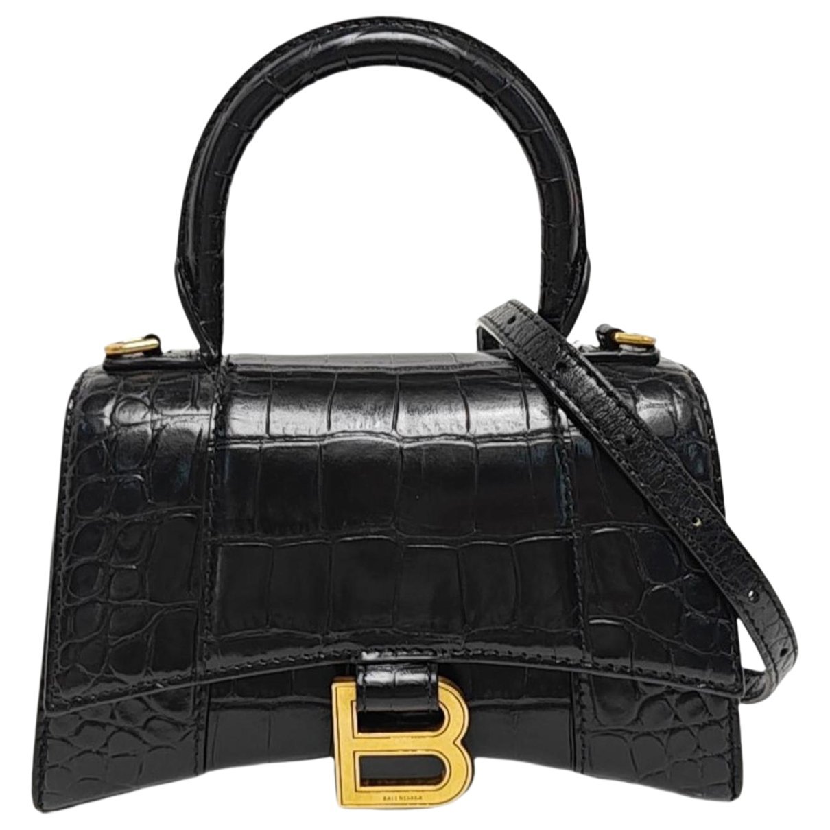 Hourglass leather handbag