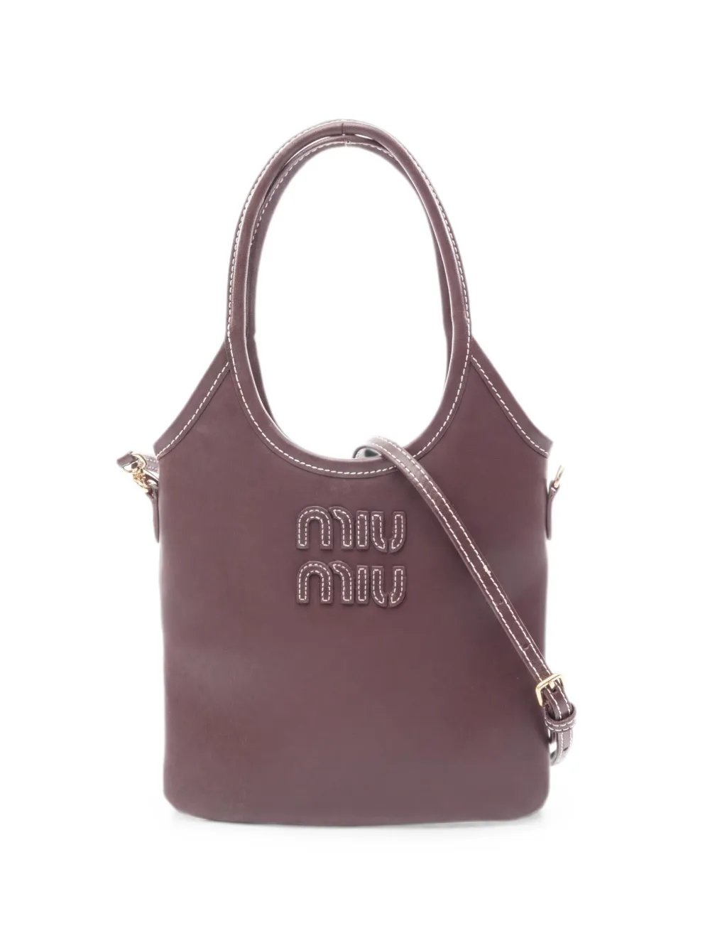 Miu Miu 2010s Ivy logo-detail leather tote bag