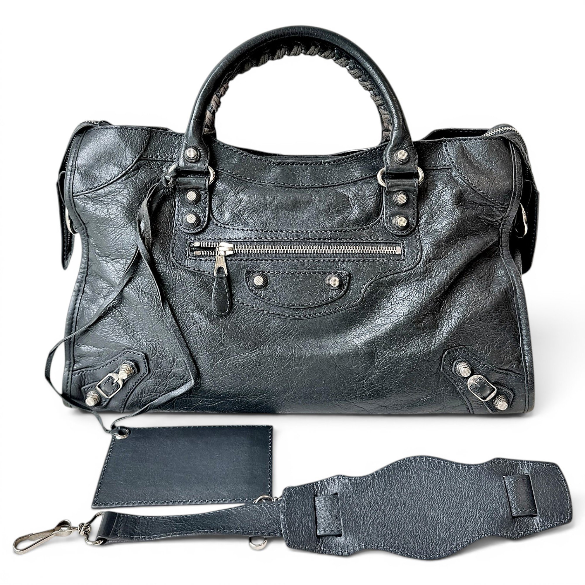 City leather handbag