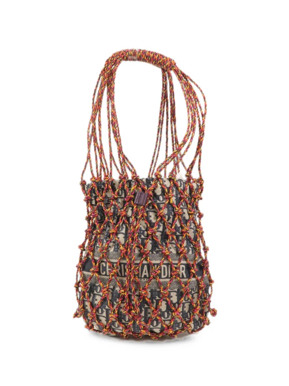 Oblique-canvas net tote bag