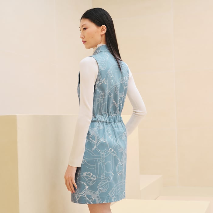 Bleu Arctique "Eperon d'Or Finesse" Zipped Dress
