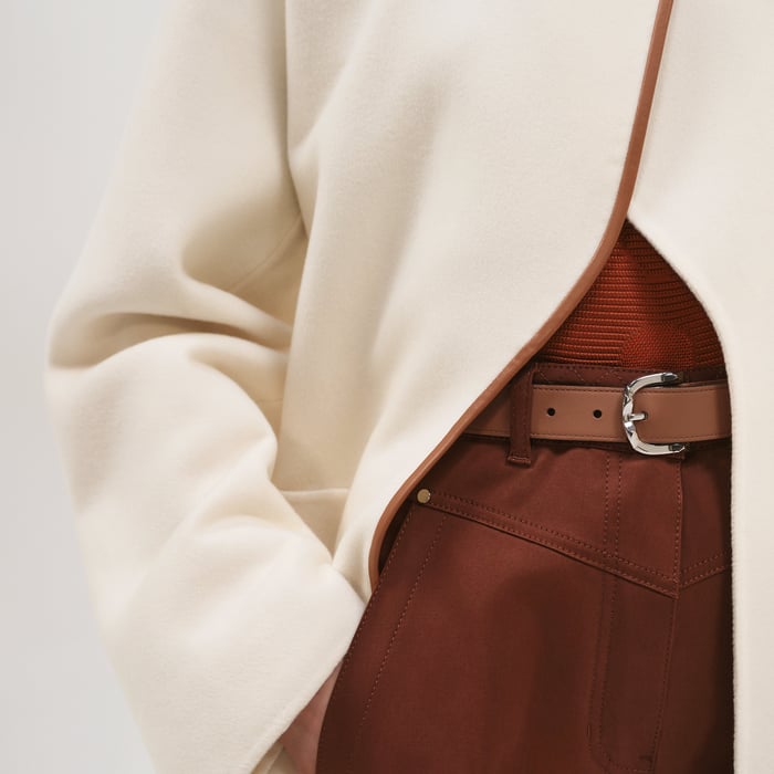 Blanc Naturel Jacket With Leather Detail