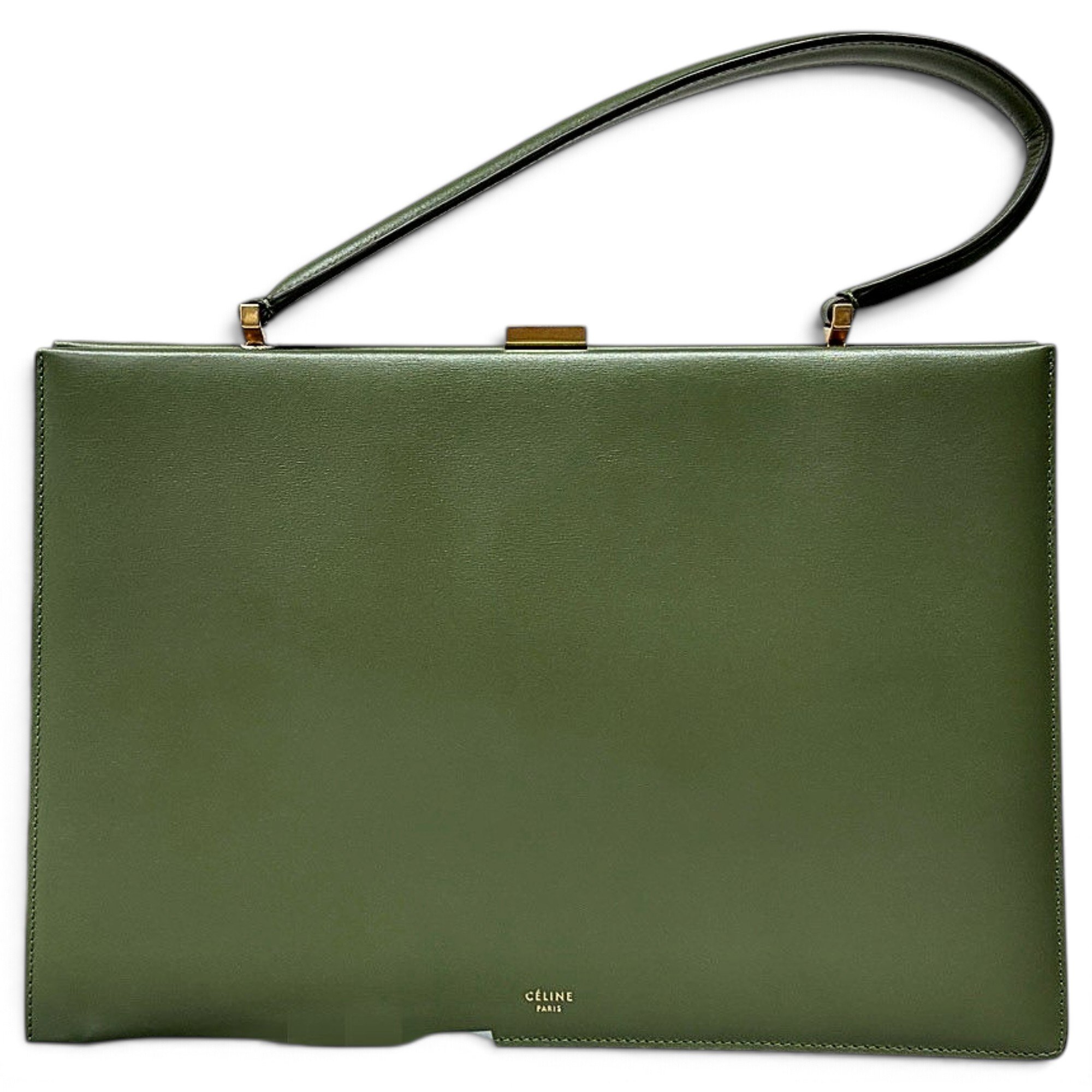 Clasp leather handbag