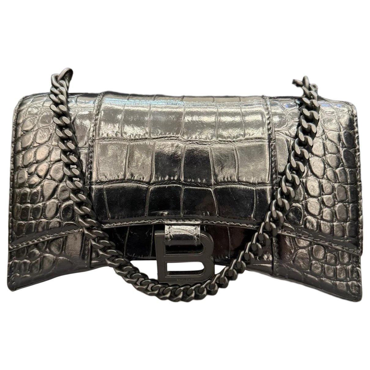 Hourglass leather handbag