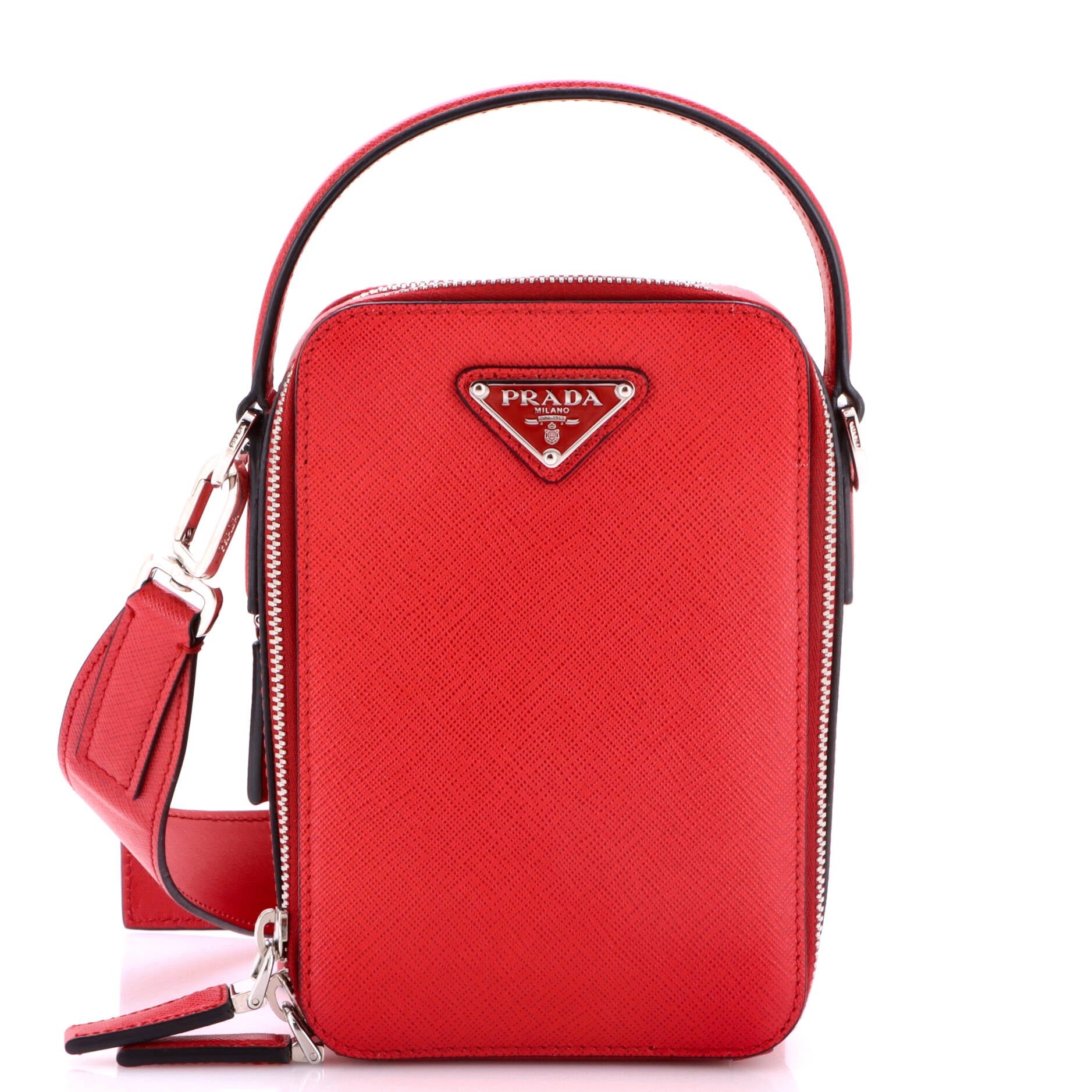 Brique Vertical Crossbody Bag Saffiano Leather Small