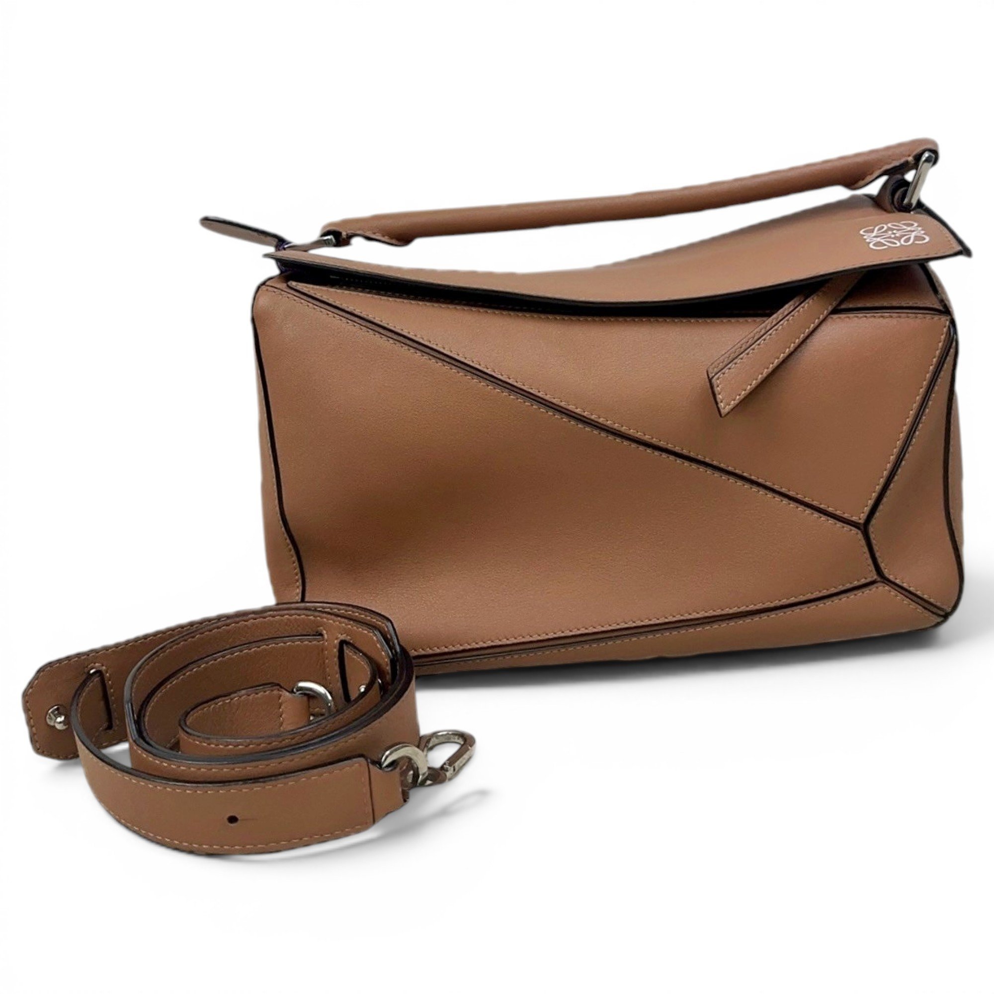 Puzzle leather handbag