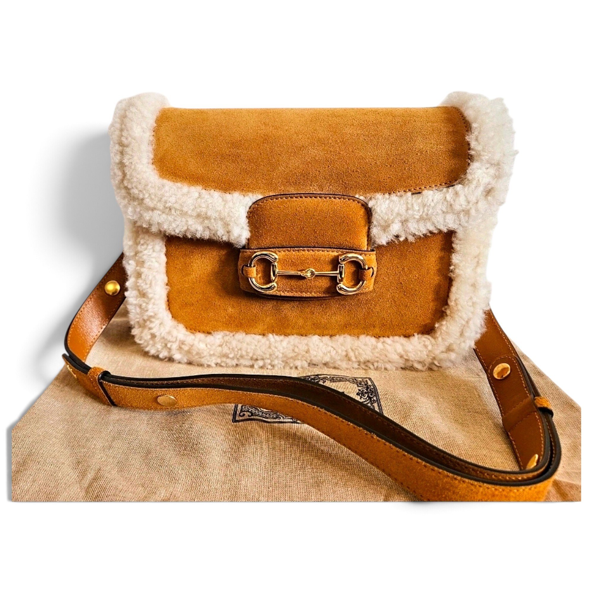 Horsebit 1955 faux fur handbag