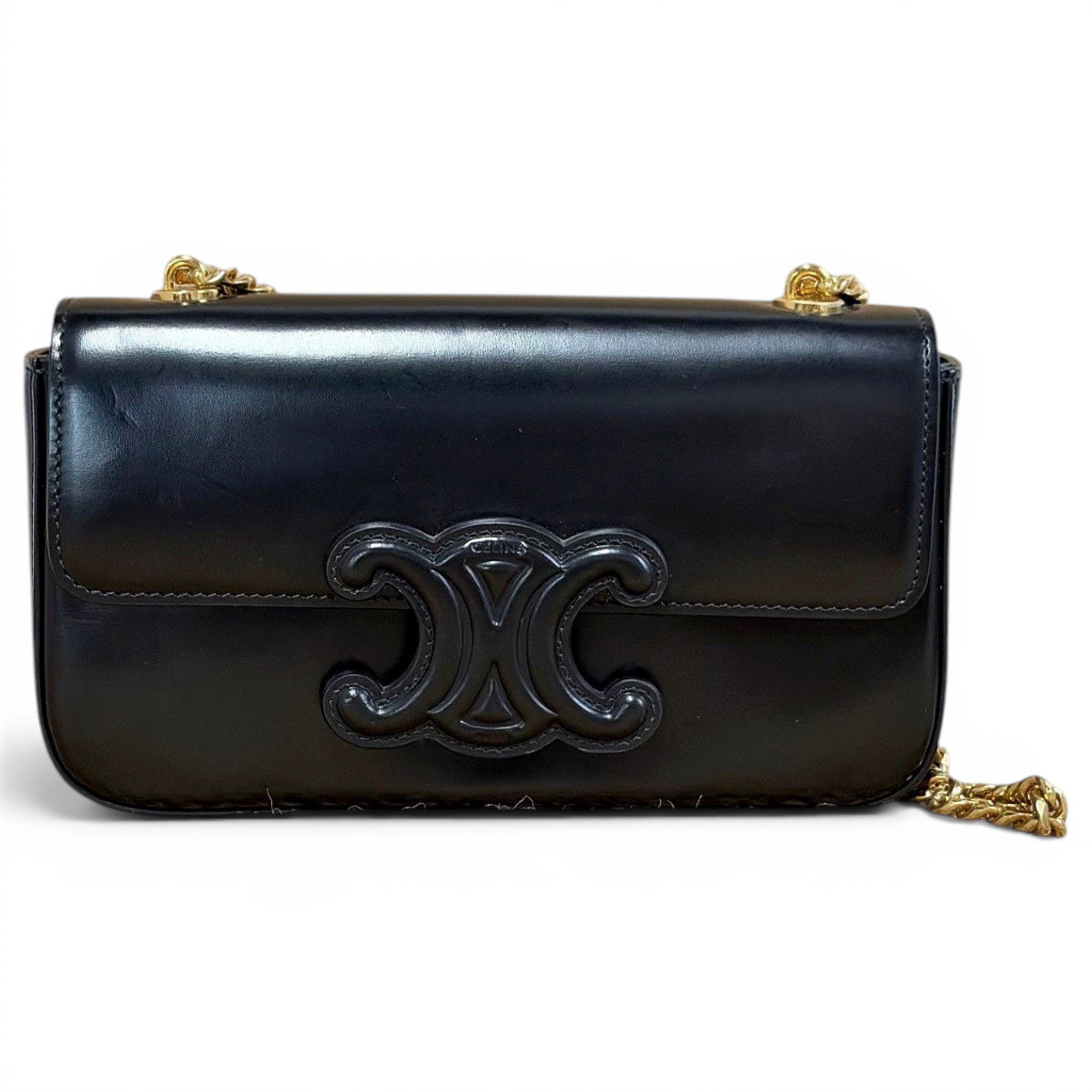 Triomphe chain leather crossbody bag
