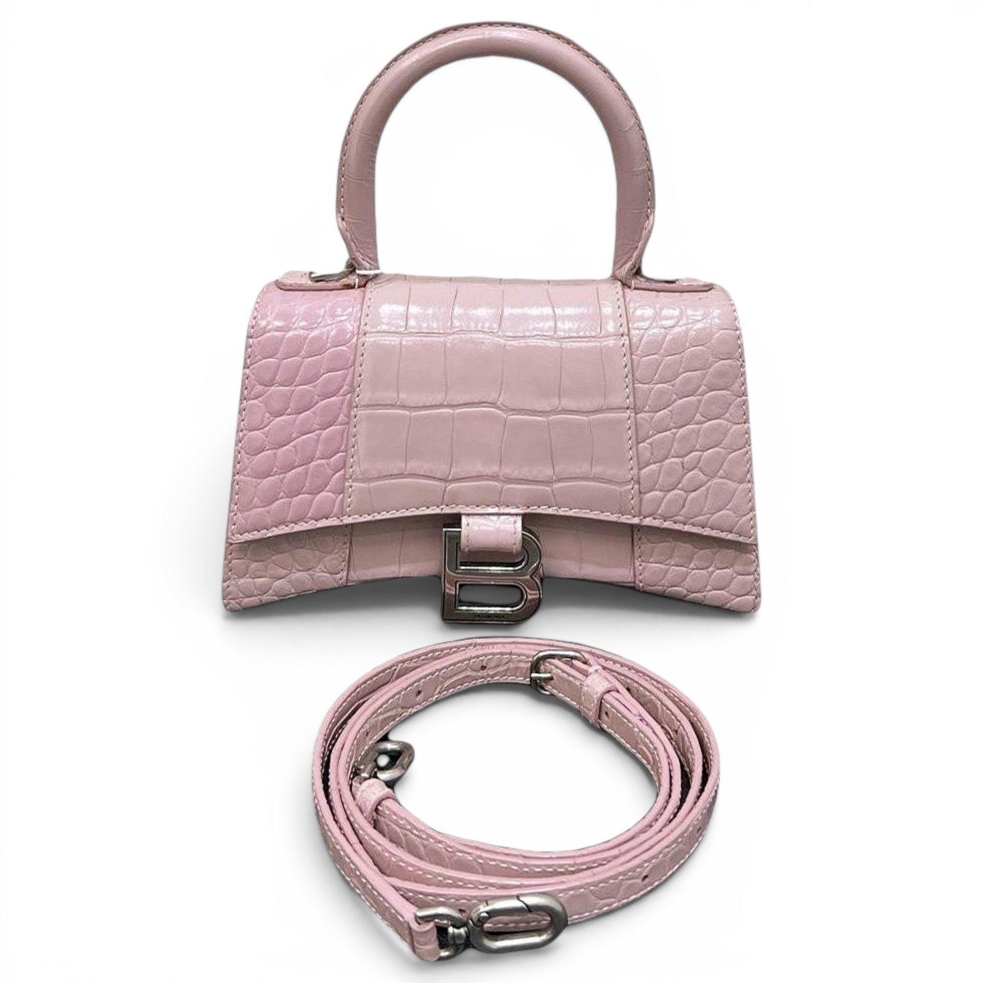 Hourglass leather handbag