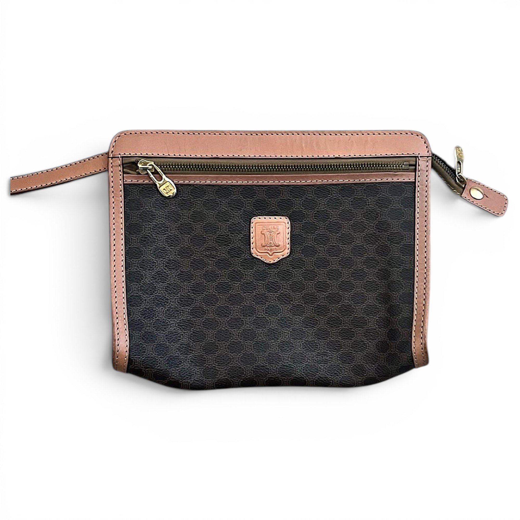 Triomphe Vintage leather clutch bag