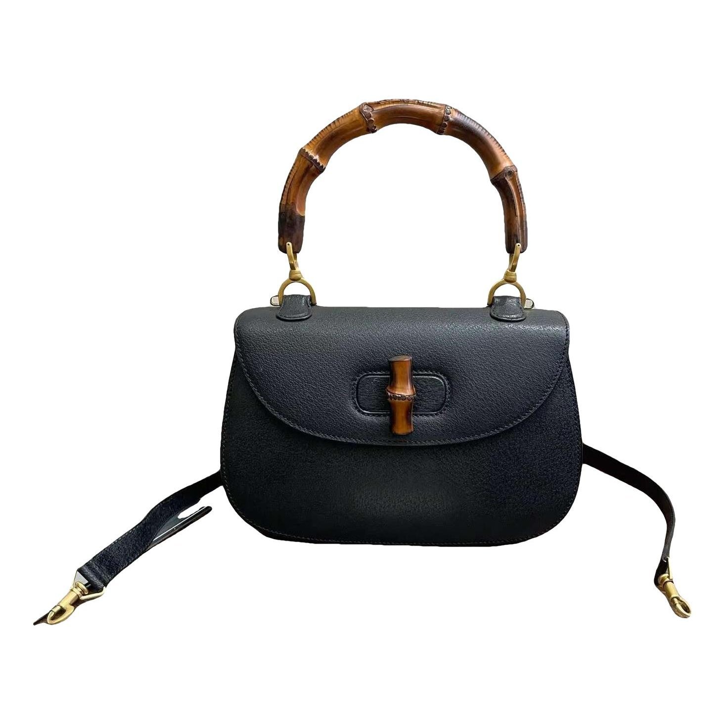 Convertible Bamboo Top Handle leather handbag