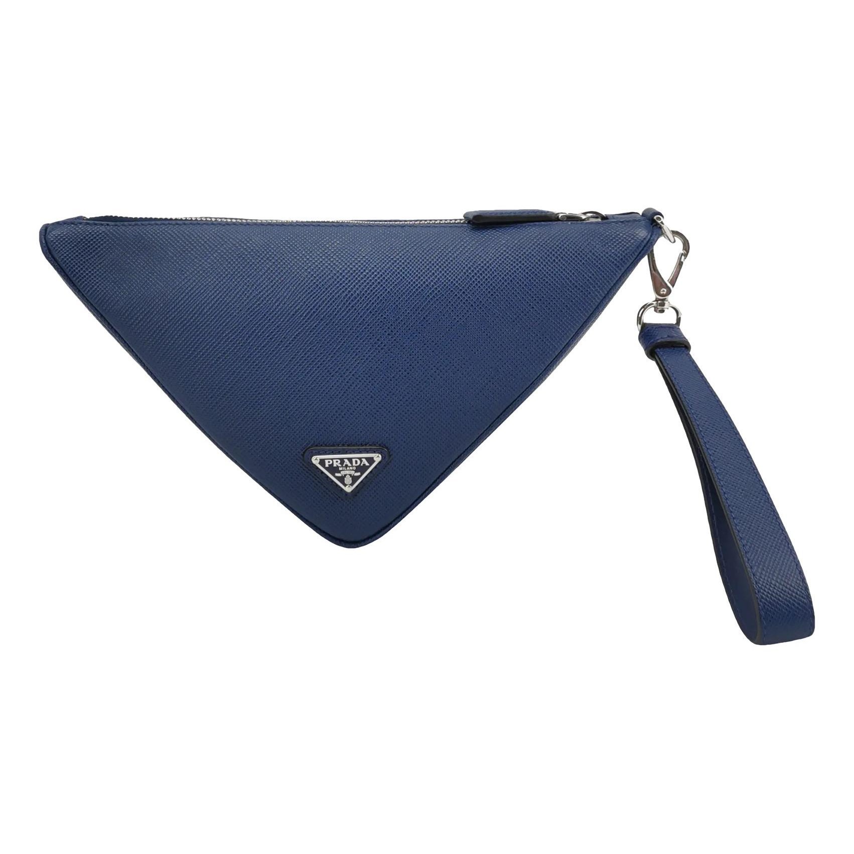 Triangle leather clutch bag