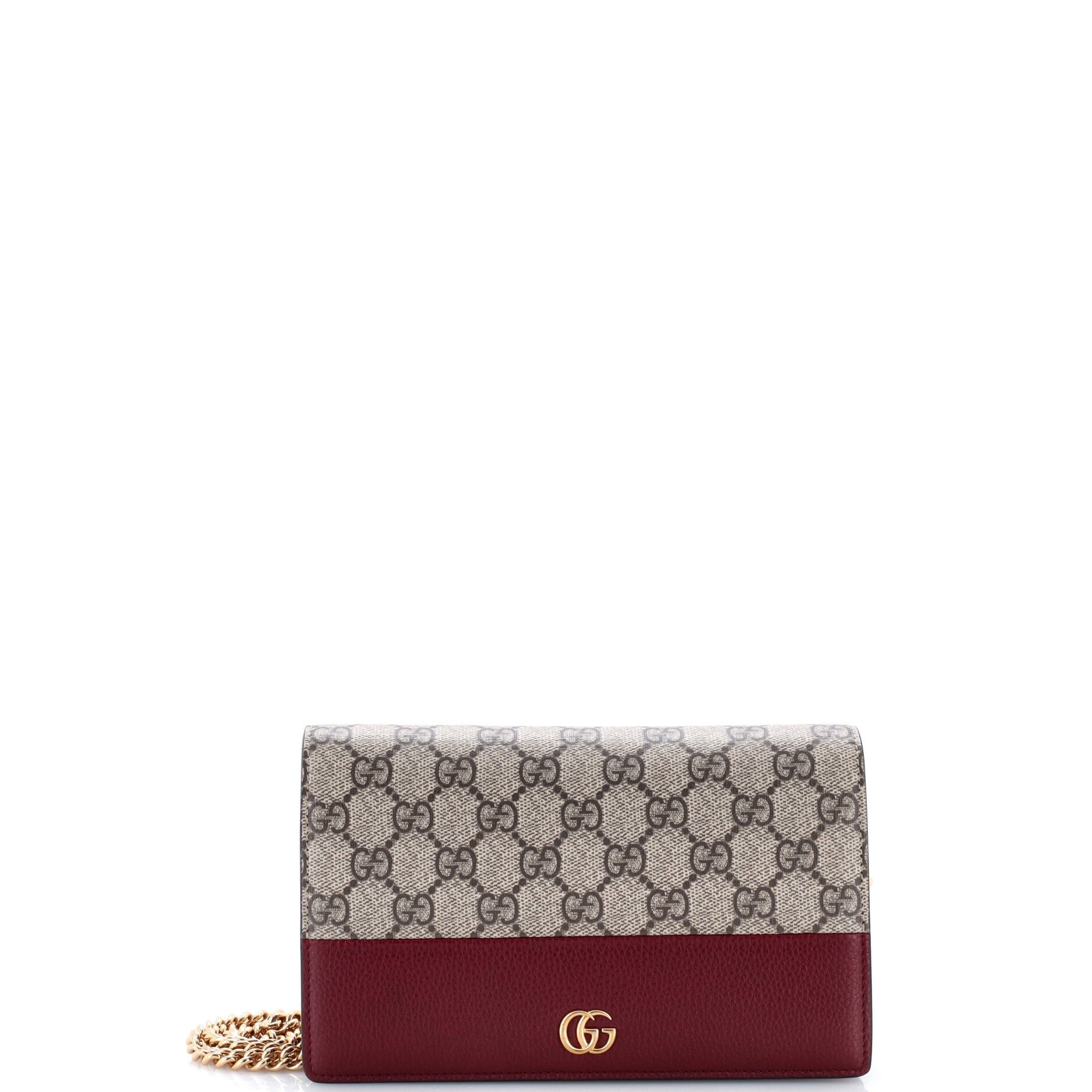 GG Marmont Full Flap Wallet on Chain GG Coated Canvas with Leather
