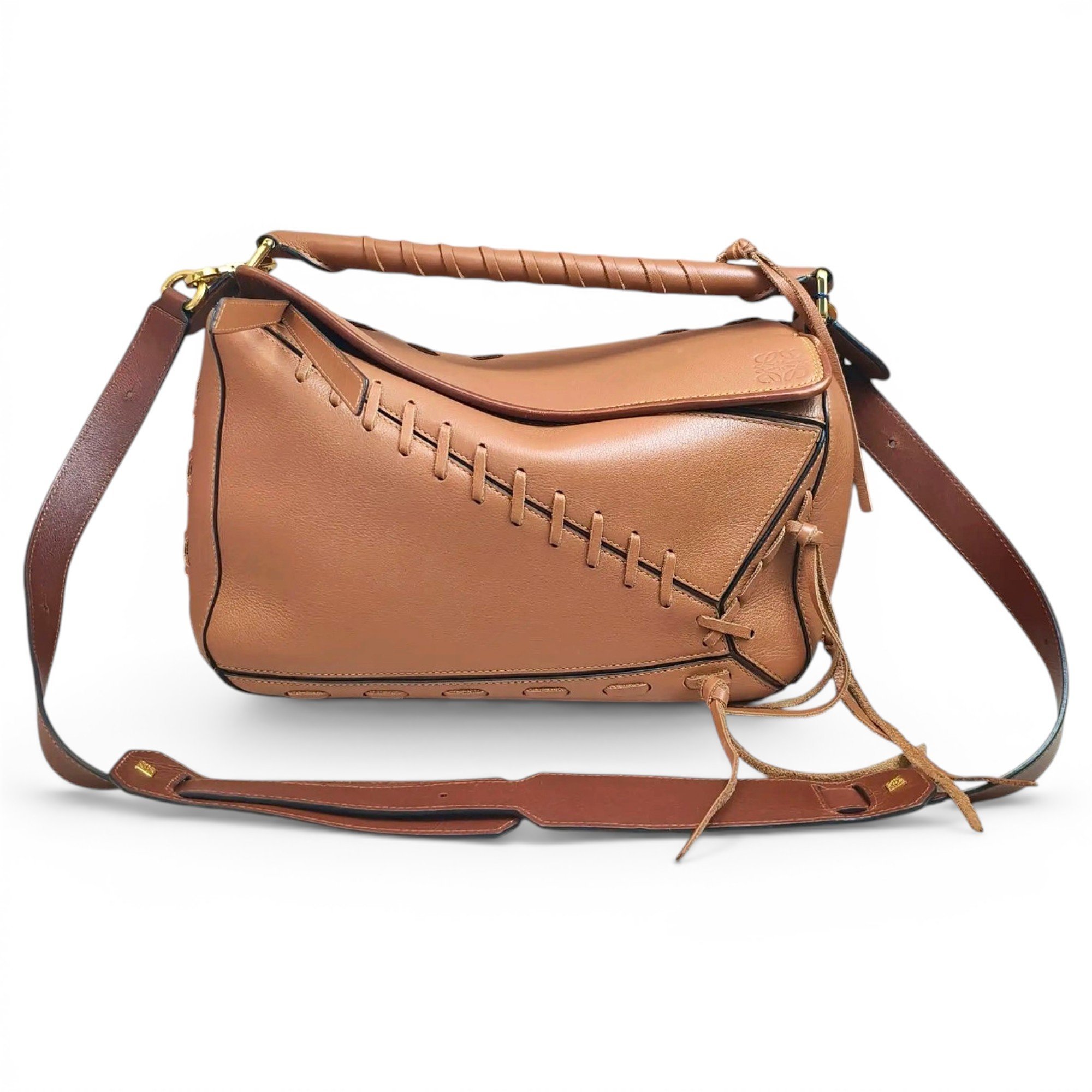 Puzzle leather handbag