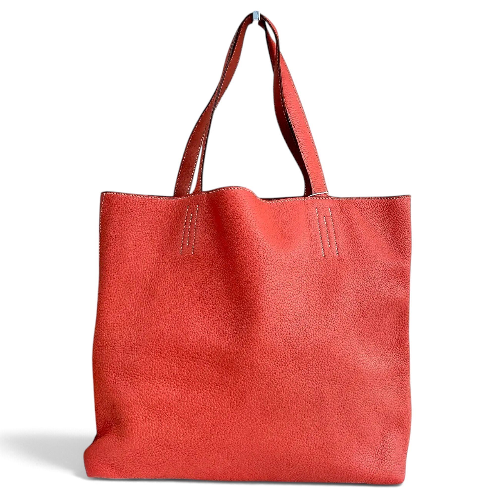 Double sens leather handbag