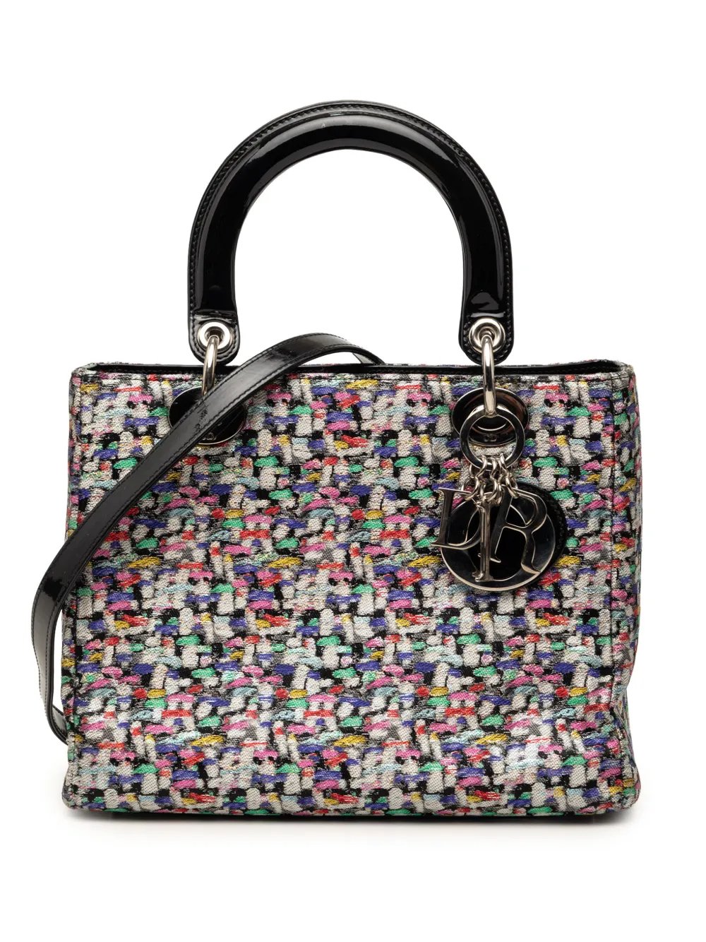 2020 Medium Multicolor Metallic Fabric and Patent Leather Lady Dior satchel