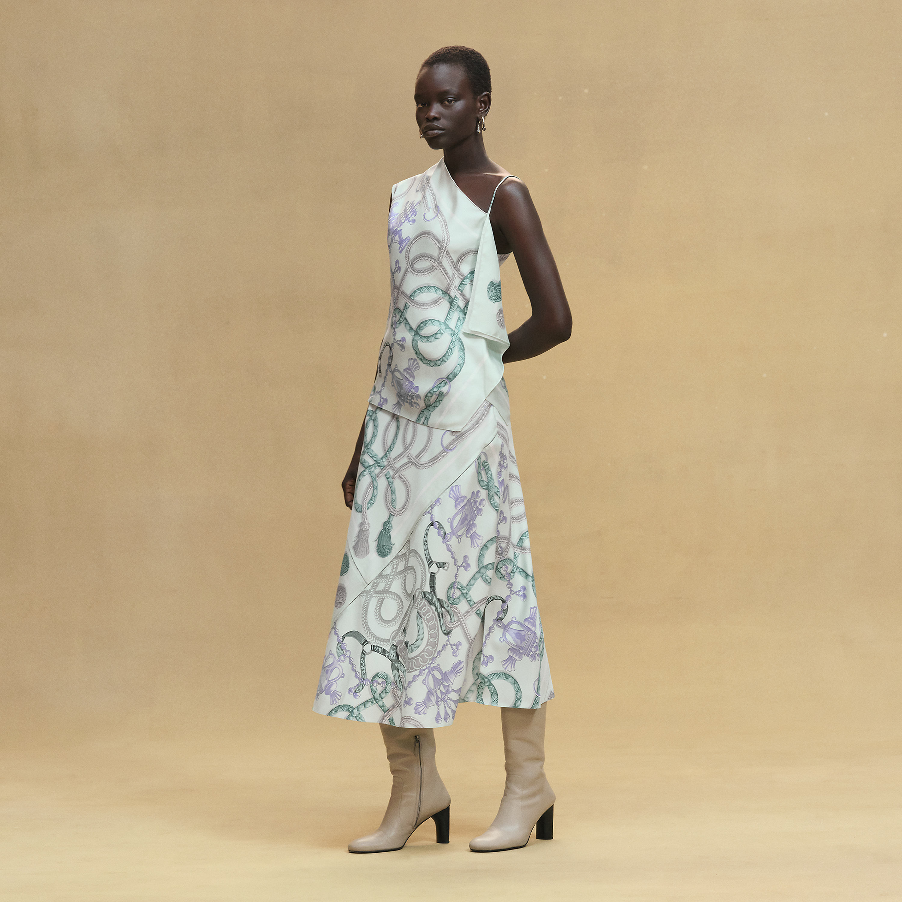 "Palefroi Remix" draped asymmetric sleeveless blouse