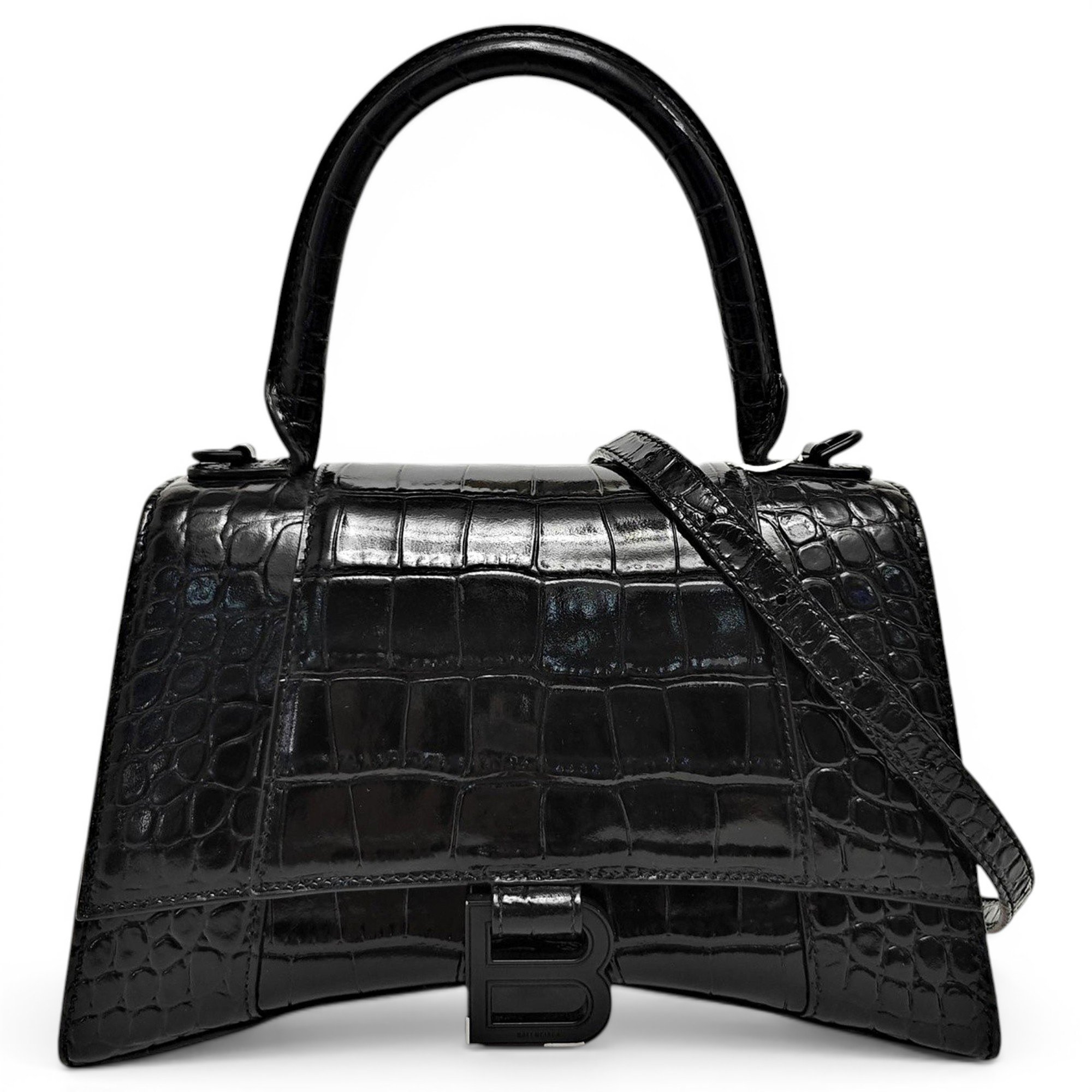 Hourglass leather handbag