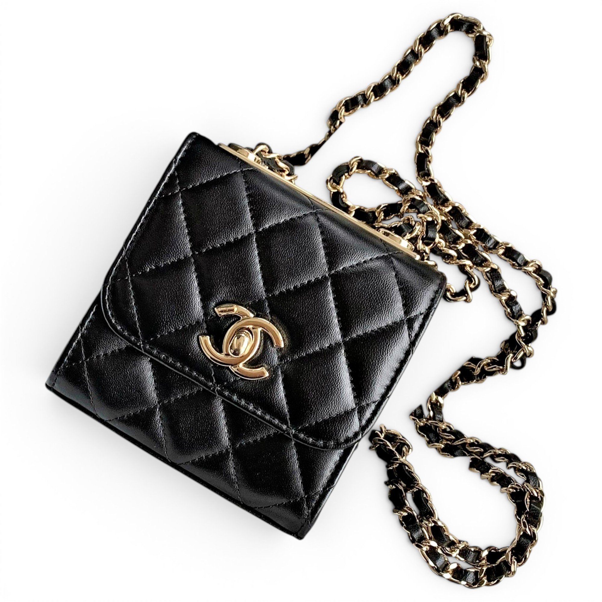 Trendy CC leather crossbody bag