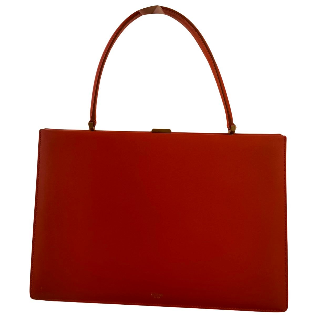 Clasp leather handbag