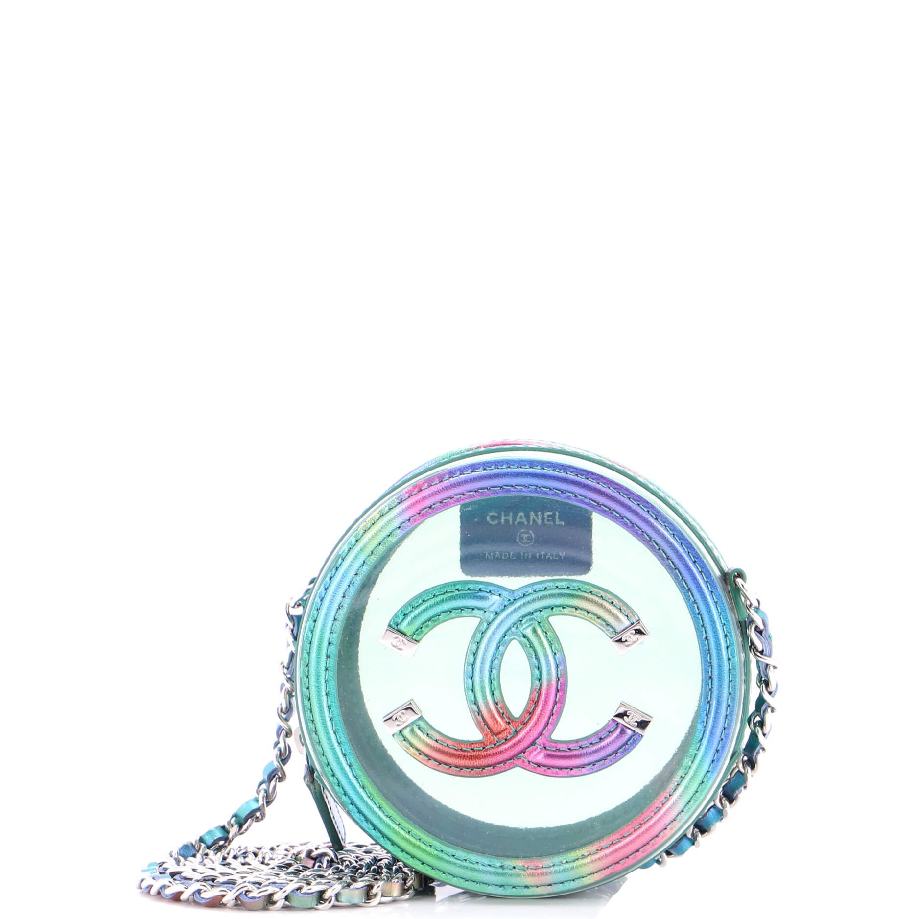 Chanel Filigree Round Clutch with Chain PVC with Lambskin Mini