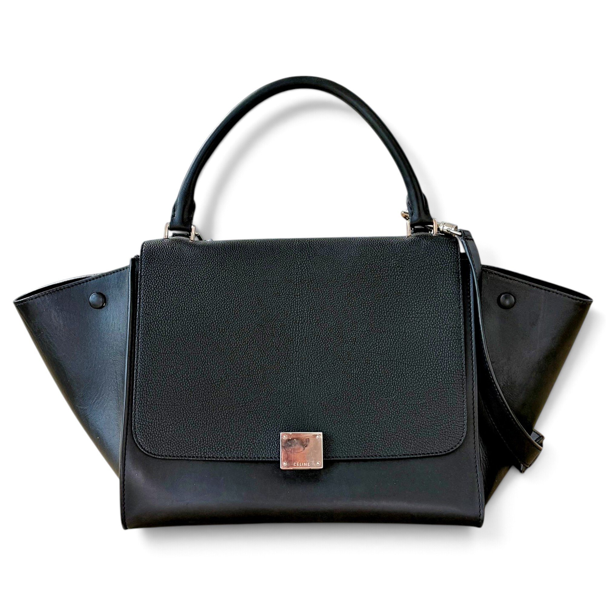 Trapèze leather handbag