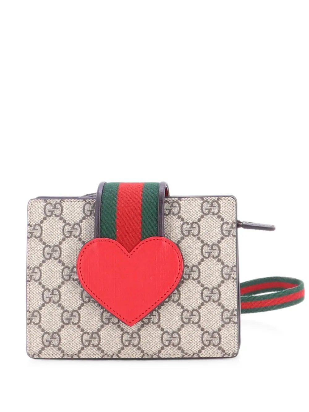 Children's Web Heart Shoulder Bag GG Coated Canvas crossbody bag