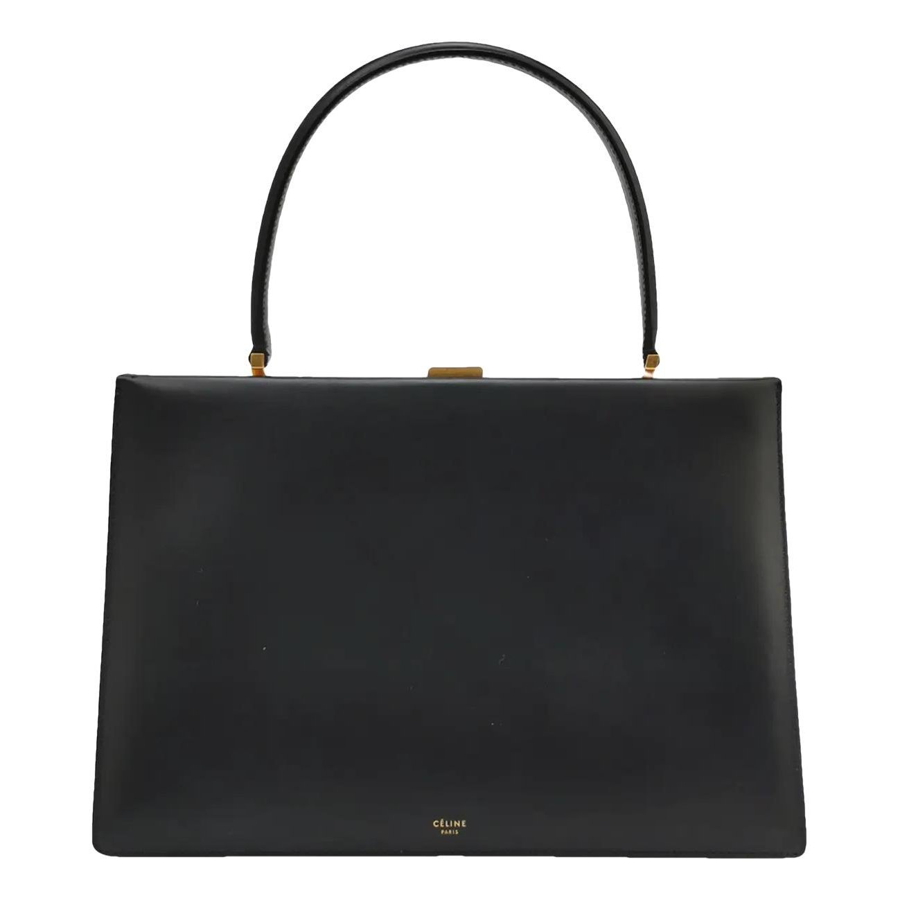 Clasp leather handbag